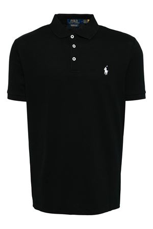 Polo in cotone nero RALPH LAUREN | 710941439001BLACK